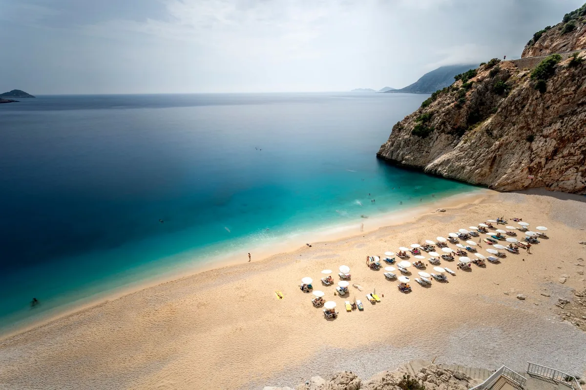 Kaputaş cove on the Mediterranean coast near Kaş — turquoise water between limestone cliffs